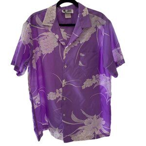 HIlo Hattie Womens XL Purple Lavender Floral Aloha Hawaiian Shirt